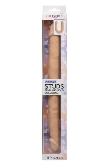 Silicone Studs Bend and Hold Dual Dildo 16″ – Vanilla Silicone Studs Bend and Hold Dual Dildo 16″ – Vanilla