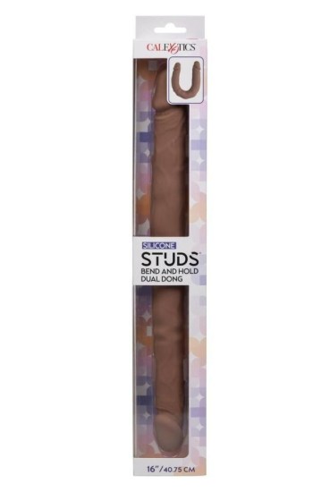 Silicone Studs Bend and Hold Dual Dildo 16″ – Chocolate Silicone Studs Bend and Hold Dual Dildo 16″ – Chocolate