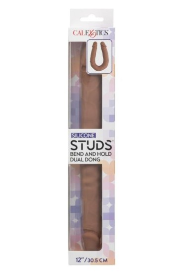 Silicone Studs Bend and Hold Dual Dildo 12″ – Chocolate Silicone Studs Bend and Hold Dual Dildo 12″ – Chocolate