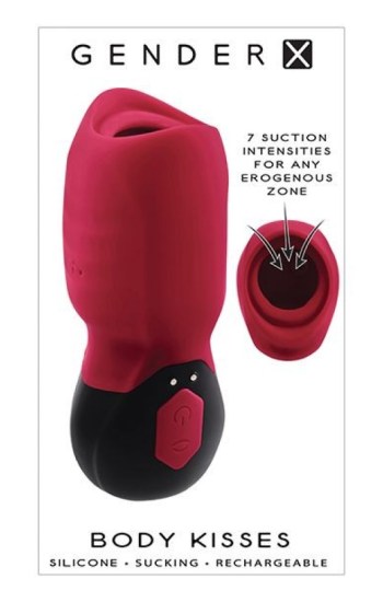 Gender X Body Kisses Vibrating Suction Massager – Red/Black Gender X Body Kisses Vibrating Suction Massager – Red/Black
