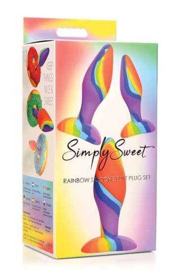 Curve Toys Simply Sweet Rainbow Silicone Butt Plug Set Curve Toys Simply Sweet Rainbow Silicone Butt Plug Set