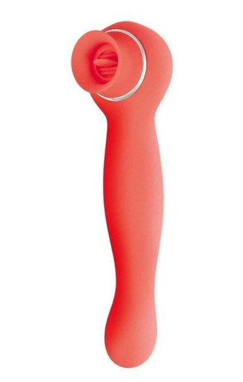 Blaze Luscious Licker Rechargeable Silicone Dual End Vibrator – Coral Blaze Luscious Licker Rechargeable Silicone Dual End Vibrator – Coral