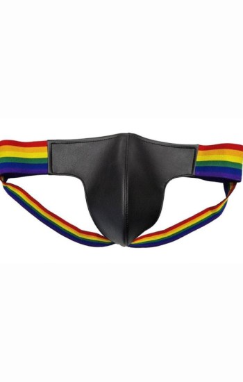Leather Jock with Pride Stripes – Xtra Large – Multicolor Leather Jock with Pride Stripes – Xtra Large – Multicolor