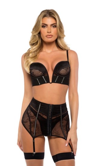 3pc Belle Noir Garter Skirt Set 3pc Belle Noir Garter Skirt Set