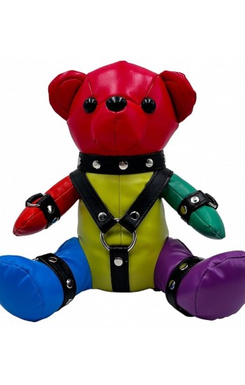 Plush Rainbow Bear – Black Harness Plush Rainbow Bear – Black Harness