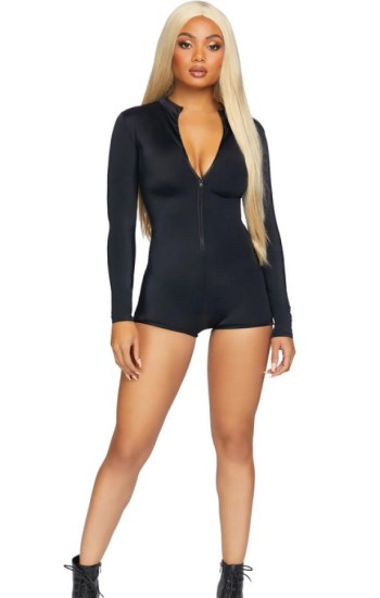 Zipper Front Long Sleeved Matte Romper Zipper Front Long Sleeved Matte Romper