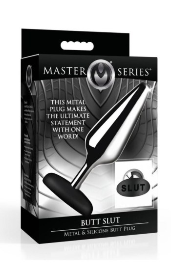 Master Series Butt Slut Metal & Silicone Butt Plug – Silver/Black Master Series Butt Slut Metal & Silicone Butt Plug – Silver/Black