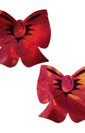 Pastease Bow Red Holographic Breast Covers Support Tape Pastease Bow Red Holographic Breast Covers Support Tape
