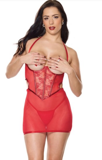 Cupless Chemise w/Side and Back Cutouts Cupless Chemise w/Side and Back Cutouts