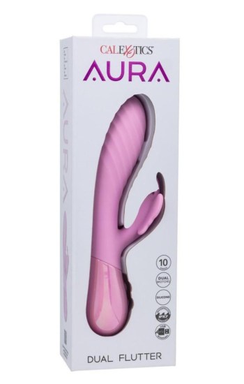 Aura Dual Flutter Silicone Rabbit Vibrator – Pink Aura Dual Flutter Silicone Rabbit Vibrator – Pink