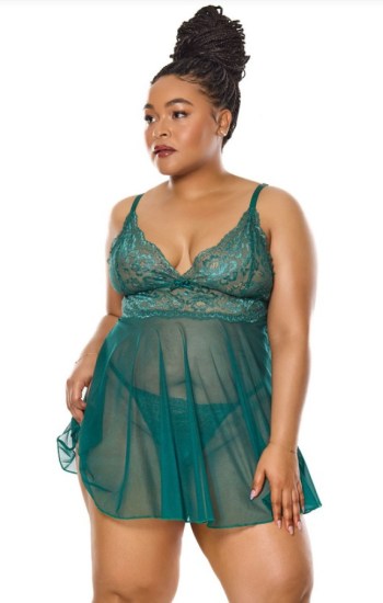 Metallic Stretch Lace and Mesh Babydoll Metallic Stretch Lace and Mesh Babydoll