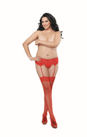 Curvy Thigh High Red Fishnet Curvy Thigh High Red Fishnet