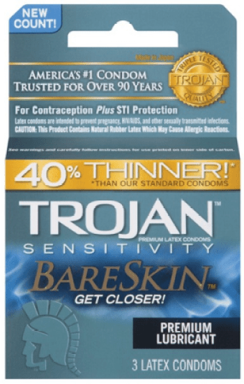 Condom Trojan Bareskin 3ct Condom Trojan Bareskin 3ct