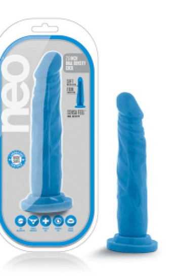 Neo 7.5in Dual Density Cock Neon Blue Neo 7.5in Dual Density Cock Neon Blue