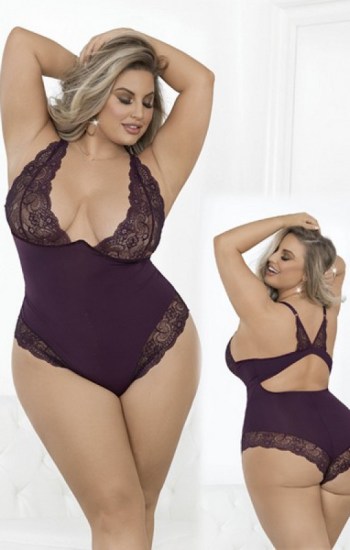 Sheer Mesh Teddy With Lace Cups Sheer Mesh Teddy With Lace Cups