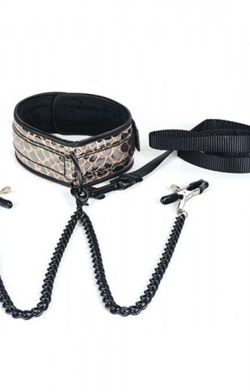 Spartacus Collar & Leash w/Black Nipple Clamps Spartacus Collar & Leash w/Black Nipple Clamps