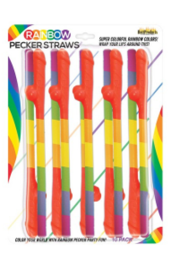 Rainbow Pecker Straws 10pk Rainbow Pecker Straws 10pk