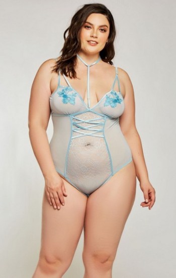 Floral Applique Choker Soft Cup Teddy Floral Applique Choker Soft Cup Teddy