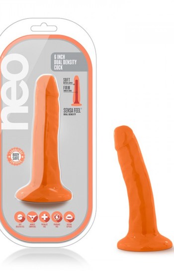 Neo 5.5in Dual Density Cock Neon Orange Neo 5.5in Dual Density Cock Neon Orange