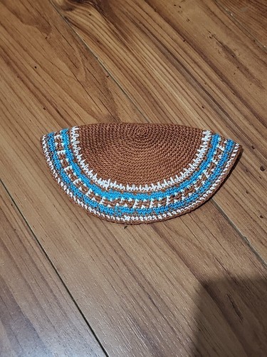 Knit Yarmulke Yamaka brown Blue Judaica kippot Cap Kippah Kipa Shabbat Knit Yarmulke Yamaka brown Blue Judaica kippot Cap Kippah Kipa Shabbat