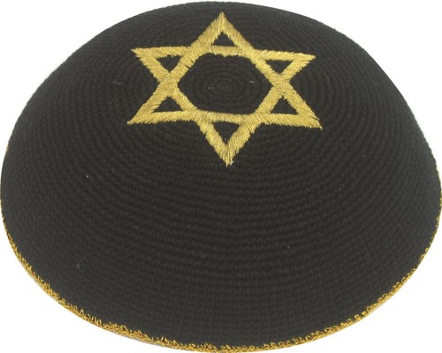 Holyland Black Star of David Knitted Kippah Yarmulke Jewish Yamaka Skullcap Holyland Black Star of David Knitted Kippah Yarmulke Jewish Yamaka Skullcap