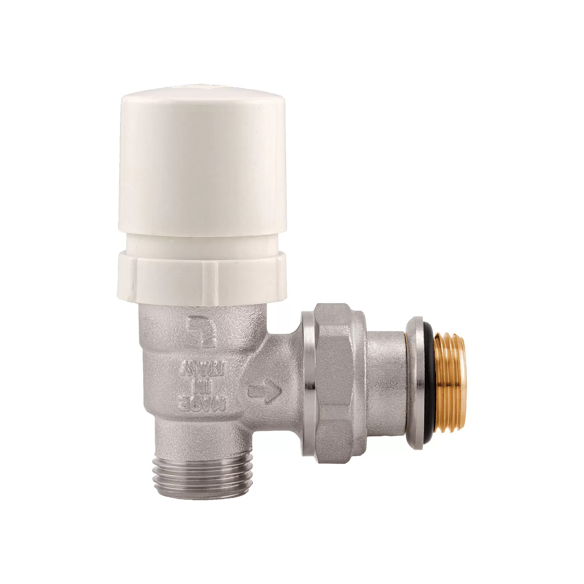 Vanne coudée thermostatique avec volant, raccord mâle avec joint torique - 995V