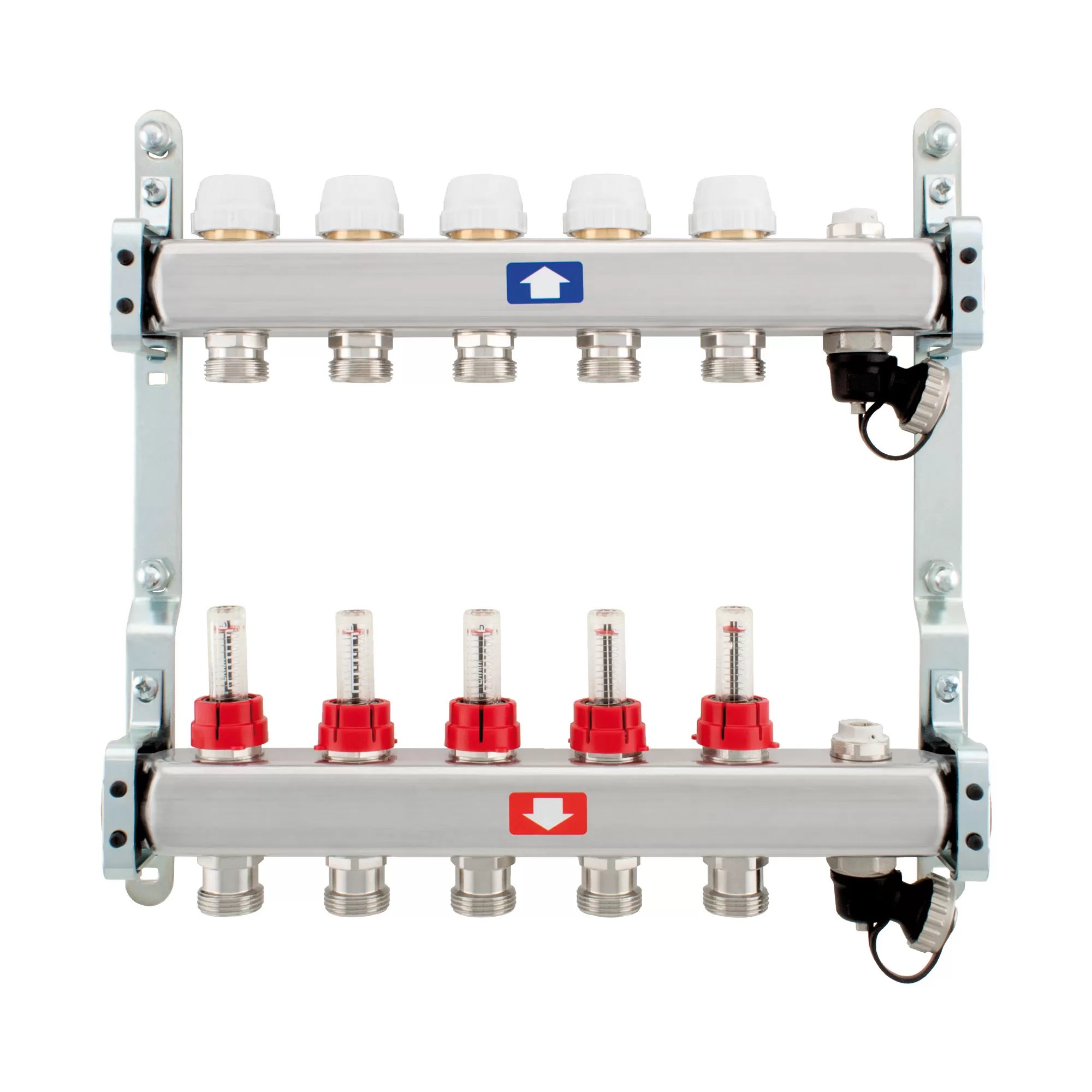 Vormontierter Verteiler mit Durchflussmessern, Entleerung und Entlüftung - 917CDE