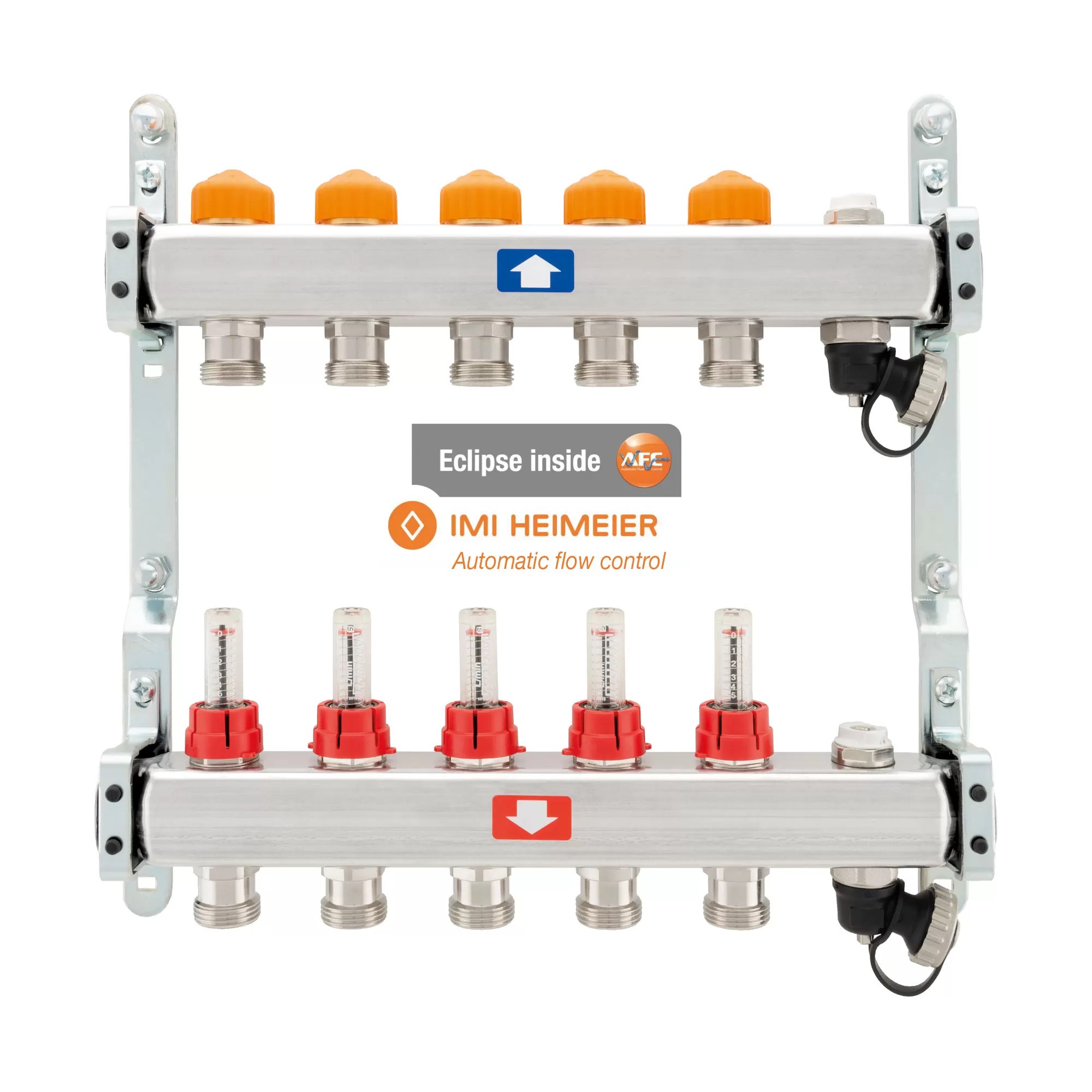 Pre-assembled manifold with flow meters, air vent valve and drain cock – Automatic flow control - 917CDEB