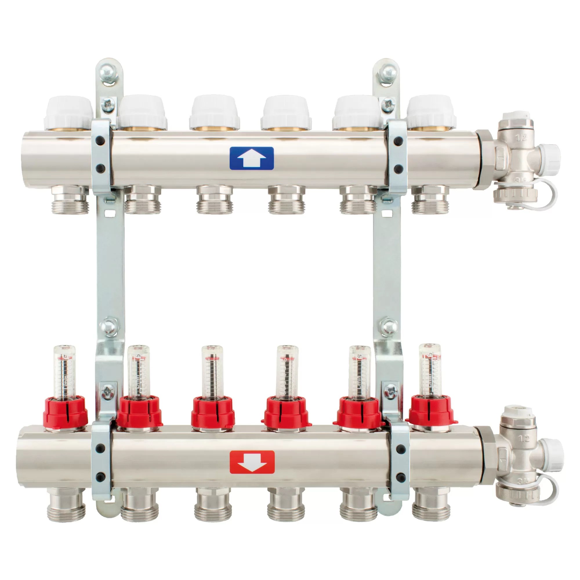 Collettore premontato con flussimetri, scarico e sfiato - 916C
