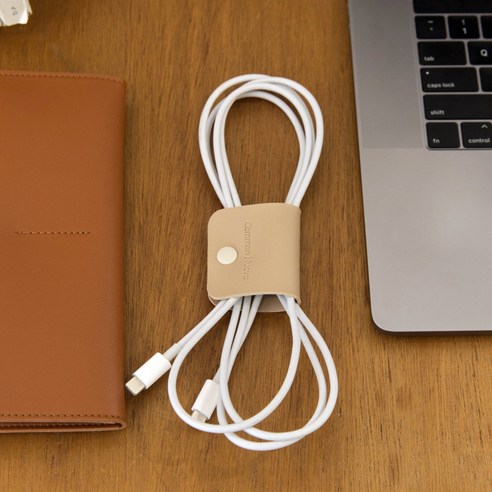 케이블홀더 가죽 케이블타이 컴퓨터 선 전선 정리 가죽 케이블 usb 이어폰 정리, 베이지, 1개