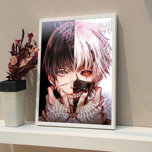 푸아이 3D 보석십자수 일본 애니메이션 캐릭터 35x45 DIY 인테리어 소품 선물(사이즈 3종)+행운십자수(30x30) LR030, 35x45cm