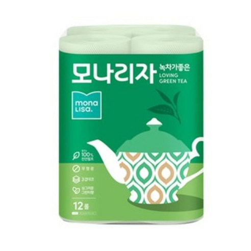 모나리자 녹차가좋은 3겹 30M 30롤 롤화장지, 2팩