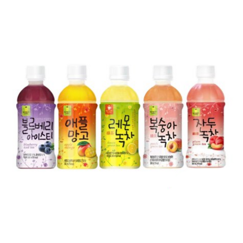 웰그린 복숭아녹차 자두녹차 레몬녹차 블루베리아이스 애플망고 340ml X 20개