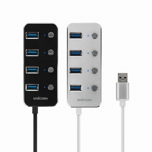서진네트웍스 유니콘 TH-4000S USB3.0 4포트 USB허브 개별전원스위치 무전원, TH-4000S(블랙)