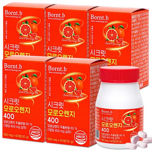 본트비 시크릿 모로오렌지 모로실 C3G 함유 시칠리아산 모르실 모노실 추출분말 500mgx60정, 60정, 6개