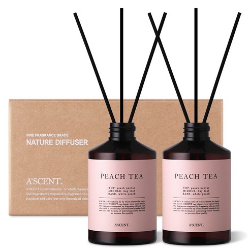 에이센트 네이처 실속형 디퓨저 200ml x 2p + 섬유스틱 10p, 퍼플로즈, 1세트