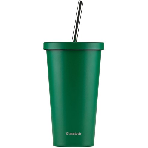 글라스락 씬 빨대 텀블러, 클래식그린, 500ml, 1개