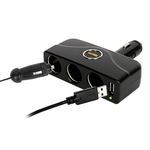 다이렉트 USB 차량용소켓 3구 12V 24V 차량용충전기 시거잭 멀티소켓, 실버, 1개