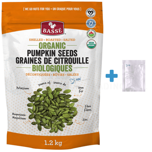 캐나다 유기농 호박씨 견과류 1.2kg+멀비비타민 1개 캐나다 직배송 Basse organic pumpkin seed, 3개, 1.2kg