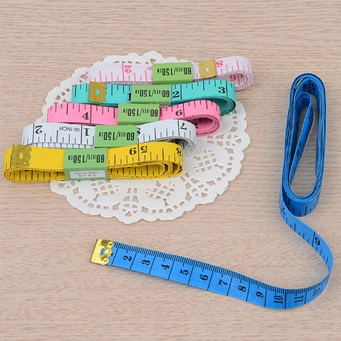 socean 의류 재단용 끈타입 피팅 줄자 -컬러 150CM INCH 칼라 줄자 measuring tape auto tapeline 곡선 재기 스트링 수동 손 감, 1개