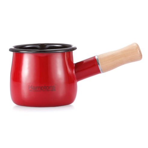 햄튼 나무핸들 법랑 밀크팬 15cm HYF-C-020, 30 x 15.5 x 8.5 cm, 레드