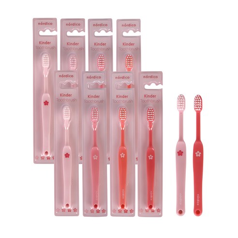 노르디코 킨더칫솔 핑크블라썸 5종 x 2p, 혼합 색상, 10개입, 1세트