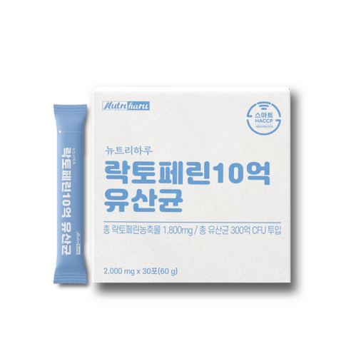 뉴트리하루 락토페린10억 유산균 장용 고농축 2000mg, 60g*4팩 25%추가할인, 4개, 60g