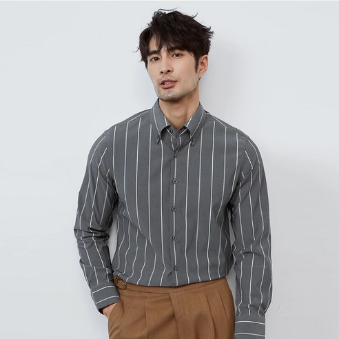 그로웽 남성용 스트라이프긴팔 와이셔츠