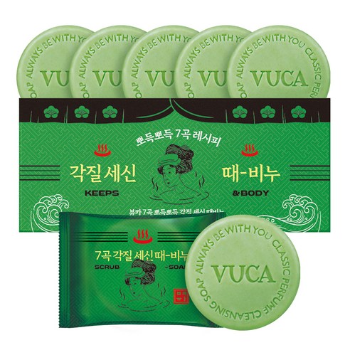 뷰카 7곡 뽀득뽀득 각질 세신 때비누 프레쉬 향, 100g, 24개