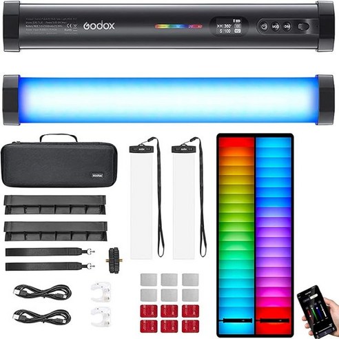 고독스 TL30K2 RGB LED 라이트 풀컬러 튜브 지팡이 CRI97 TLCL99 2700K6500K 조절 자석 디자인 TL30 투 램프 kit