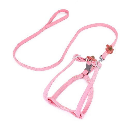 고양이 강아지 견인끈 조절이 가능한 귀여운 작은 꽃 나들이 전용 고양이 산책줄 고양이 체인 반려동물 용품, 푸른 태양 꽃 + 1.6m, 옵션2