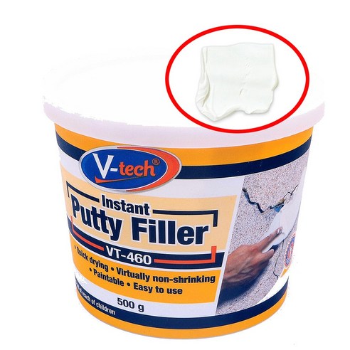 퍼티필러 백색 500g 떠 바르는 빠데 보수용 충진제 보수제 금간 벽 타일 구멍 틈새 콘크리트 크랙 균열 보수 홈 못자국 메꿔주는 인테리어 퍼티 필러 화이트 색상, 1개