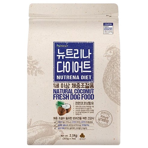 뉴트리나 어덜트 곡물 다이어트 애견사료, 닭, 2.1kg, 6개
