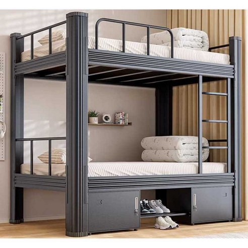 철제2층침대 튼튼한 벙커 프레임 공간절약 성인 복층, 상세 페이지 참고, 100cm 블랙 이층침대